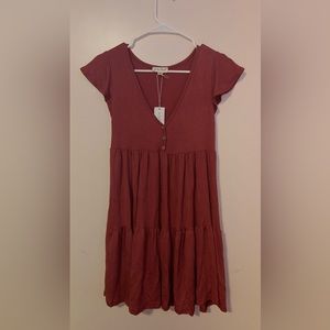 NWT See You Monday Dress Anthropologie Womens Size M Tiered Short Sleeve V-neck